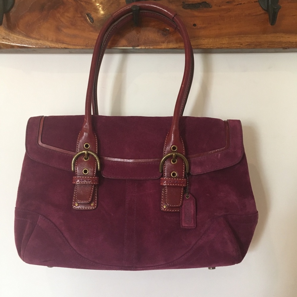 Coach Burgundy Suede Satchel